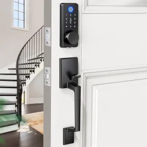 Smart Fingerprint Door Lock Set with APP Control – Keyless Entry, Auto Lock, Electronic Keypad & 2 Lever Handles for Home, Apartment, or Office