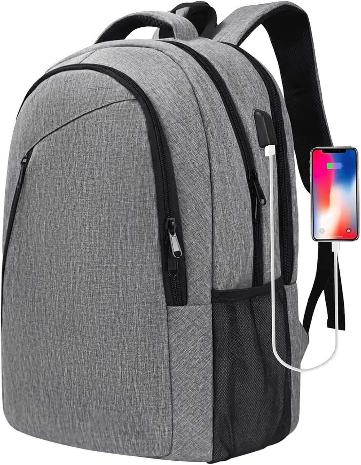 SMONT Laptop Work Business Computer Backpack for Men, 17" Mens Tech Commuter Office Bookbag Adult Lightgrey