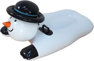 Snow Tube Inflatable Snow Sled with Sturdy Handles, Cartoon Snowman Design, PVC Material, 1-2 Person Capacity, Ages 5 