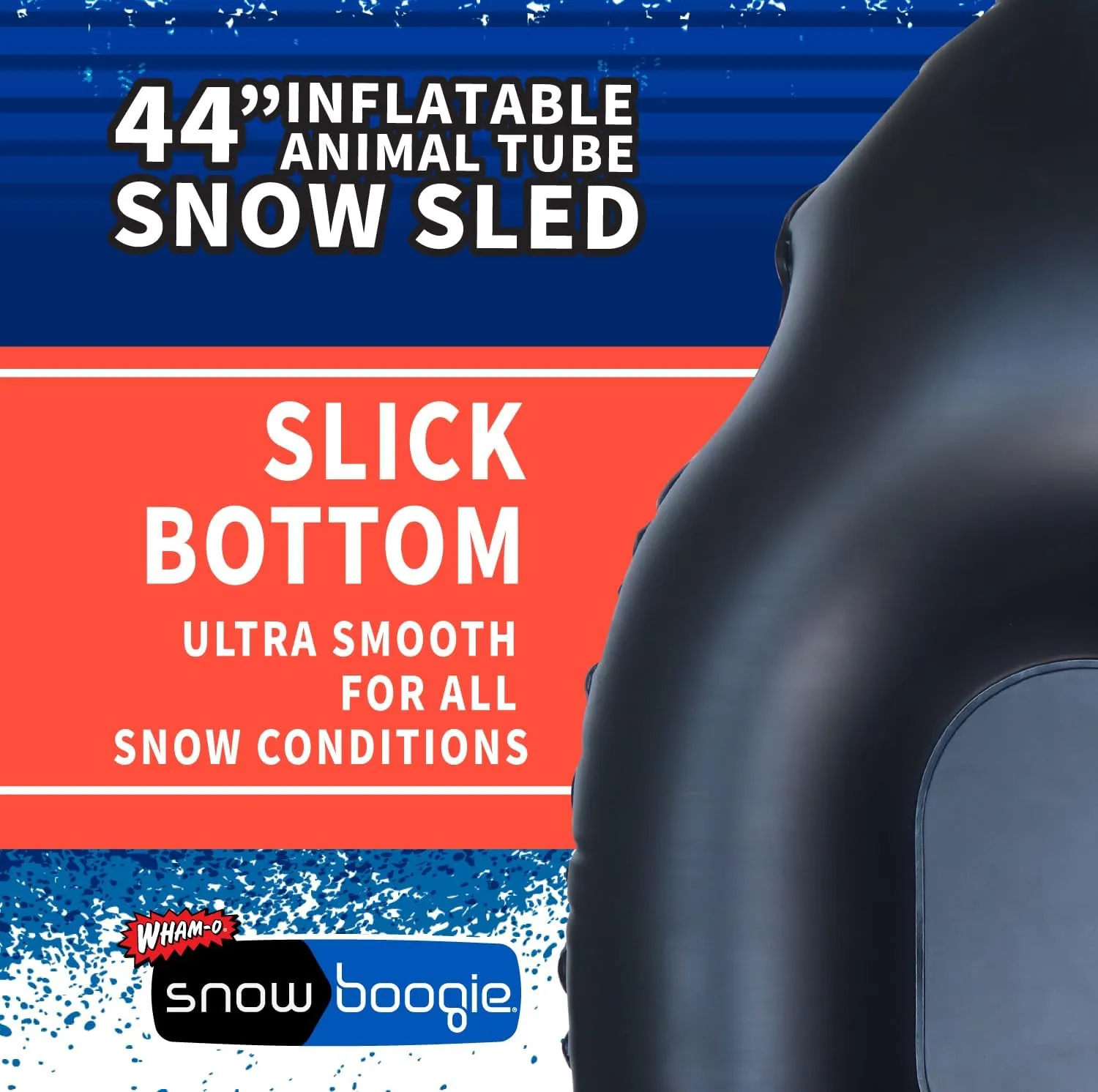 Snowboogie 44" Inflatable Animal Tube Sled | Single Rider Snow Sleds | Inflatable Sled with Soft Handles | Slick Bottom for Speed & Control | Snow Sledding for Children
