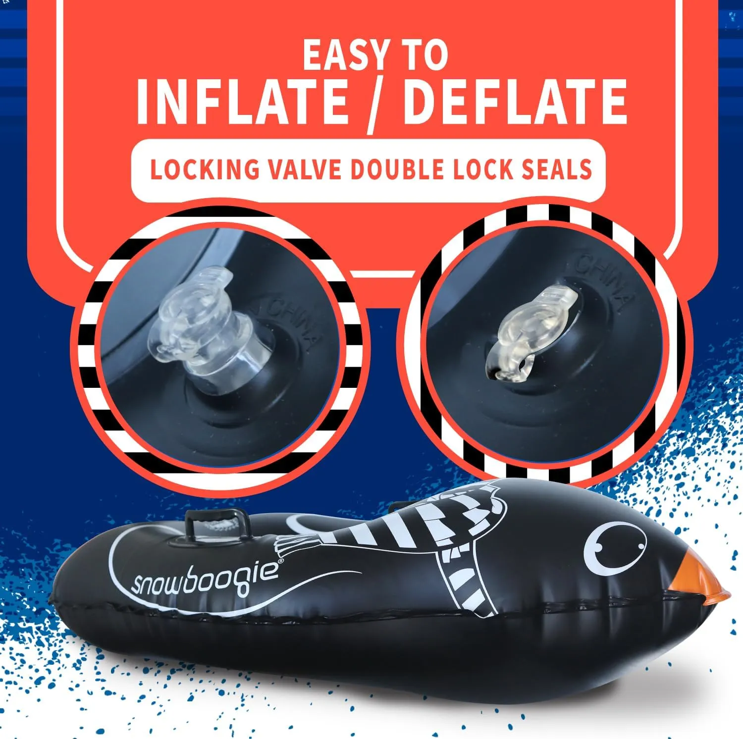 Snowboogie 44" Inflatable Animal Tube Sled | Single Rider Snow Sleds | Inflatable Sled with Soft Handles | Slick Bottom for Speed & Control | Snow Sledding for Children