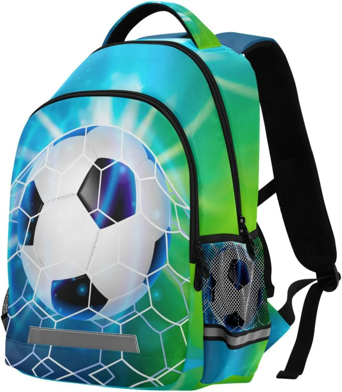 Soccer Ball Football on Field Backpack for Boys Girls Elementary School Bag Kids Bookbag Travel Rucksack