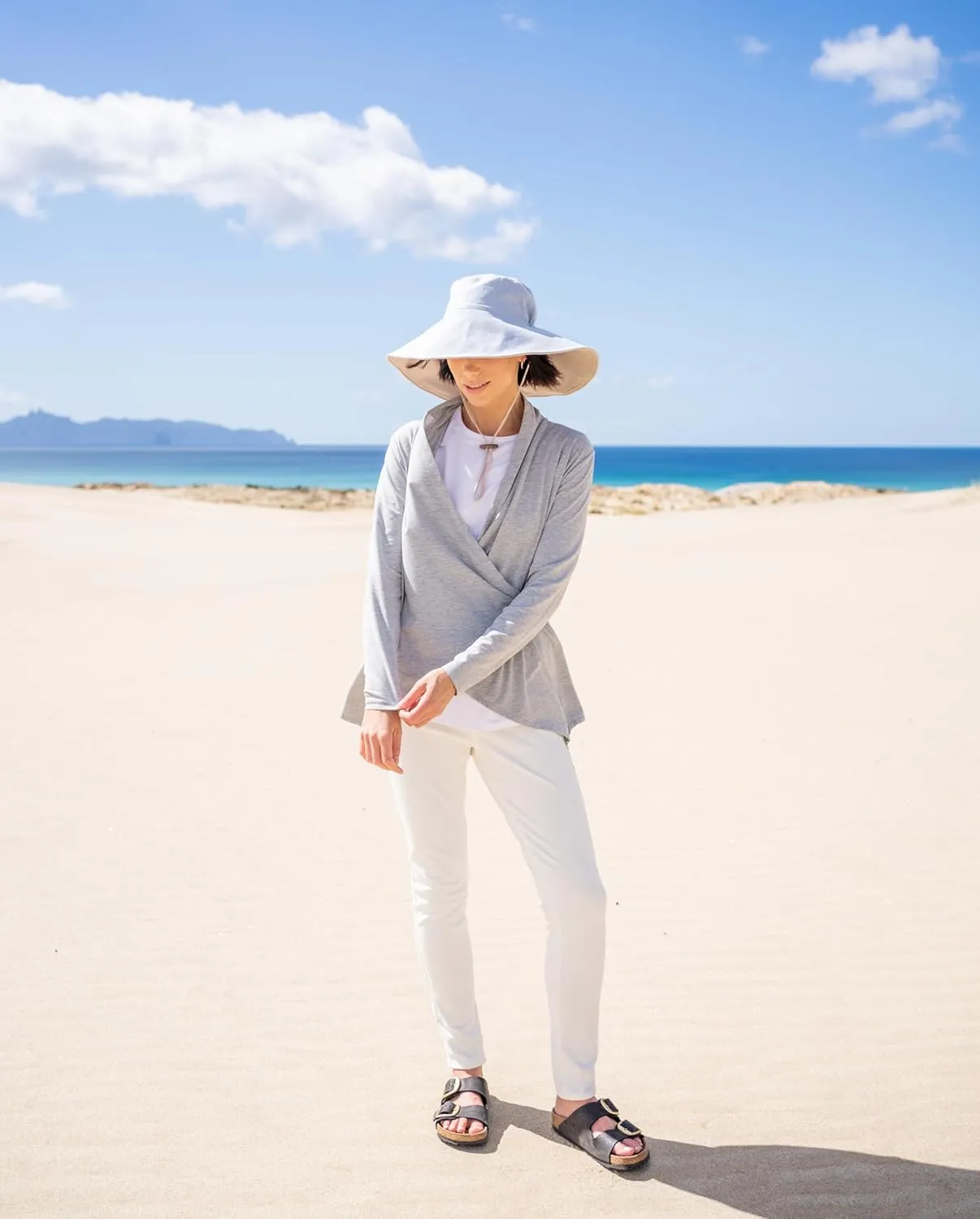Solbari Women’s Ultra-Wide Cotton Linen Sun Hat UPF 50 , Packable, Adjustable with Ponytail Hole for Travel, Beach & Outdoors
