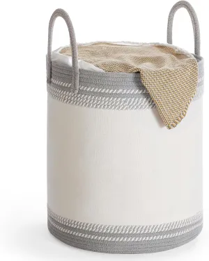 SONGMICS Laundry Hamper 60L, Laundry Basket with Handles, Laundry Bag with Lid, Cotton Rope, Drawstring, for Clothes, Blankets, Living Room, Bedroom, Dove Gray URLH060G01