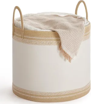 SONGMICS Laundry Hamper 90L, Laundry Basket with Handles, Laundry Bag with Lid, Cotton Rope, Drawstring, for Clothes, Blankets, Living Room, Bedroom, Camel Brown URLH090K01