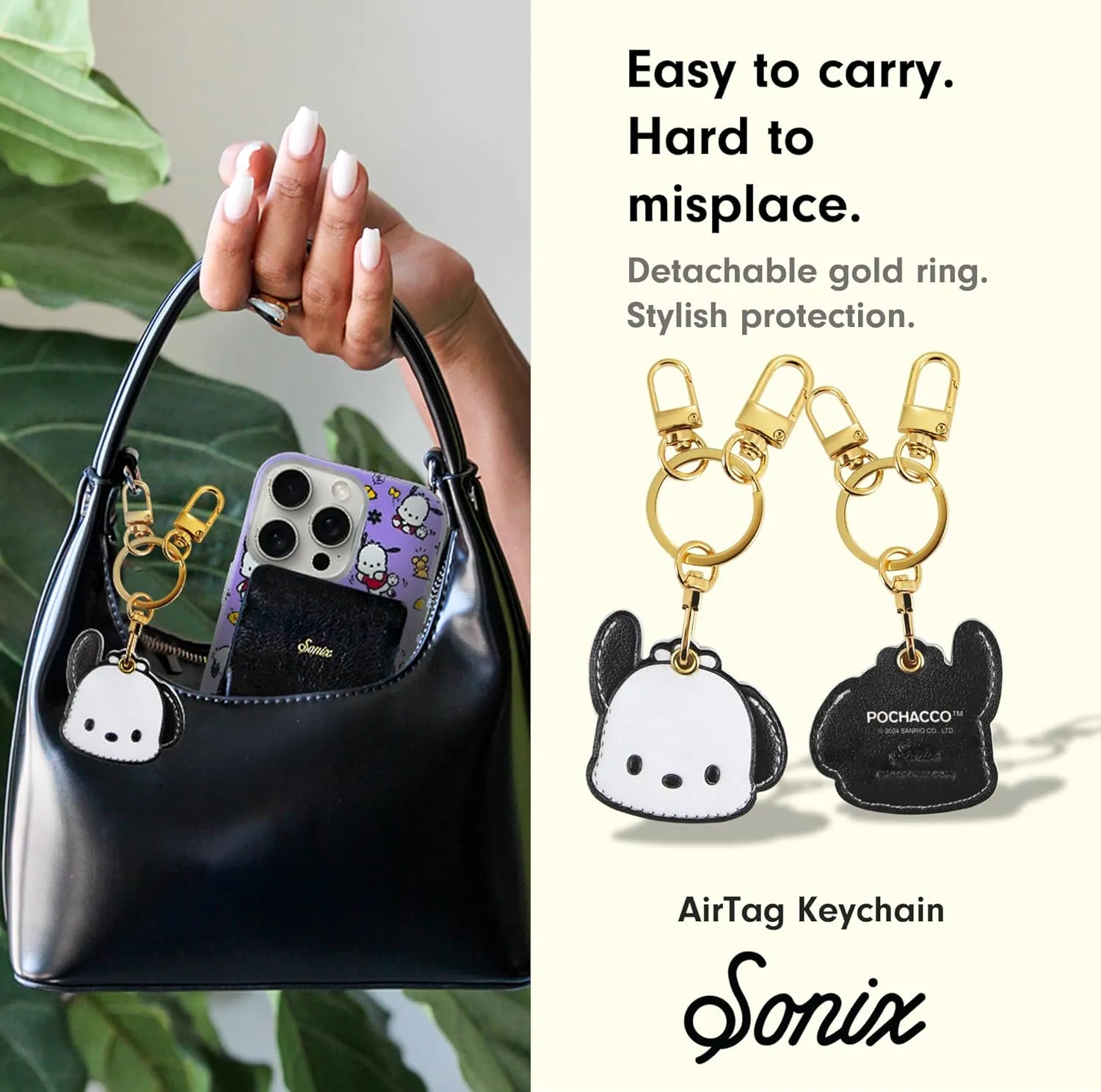 Sonix x Sanrio Character Keychain Case Compatible with Apple AirTag | Protective AirTag Cover Keychain | Pochacco