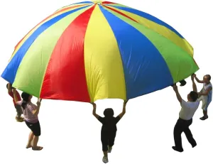 Sonyabecca Parachute, Play Parachute 10ft 12ft 16ft with 12 Handles 20ft 24ft with 16 Handles for Kids Cooperation Group Play