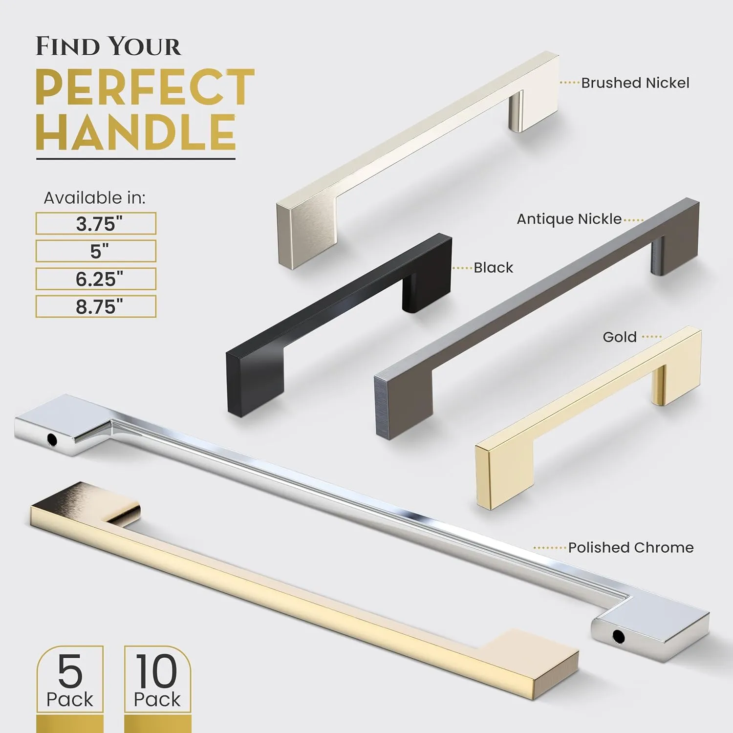 Southern Hills 10 Pack 160mm Kitchen Square Cabinet Handles Satin Nickel Cabinet Pulls Brushed Nickel Drawer Pulls Kitchen Cabinet Hardware Kitchen Handles for Cabinets Cupboard Handles Drawer Handles