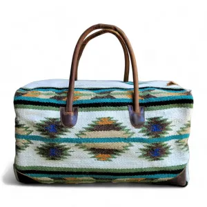 Southwestern Boho Aztec Large Weekender Duffel Bag Handwoven 100% Leather Handles (Aspen)