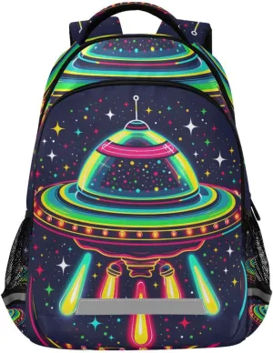 Spacecraft Kids Backpack Bookbag Elementary School Bag Travel Rucksack,13L