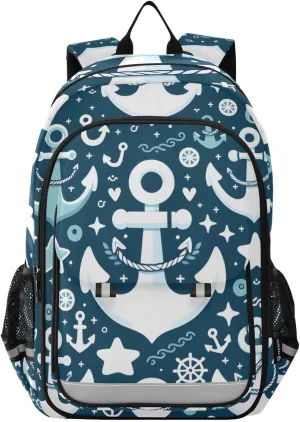 Spear Rudder Blue Laptop Backpack for Boys Girls, Bookbag Travel Bag Casual Daypack School Backpack for Students