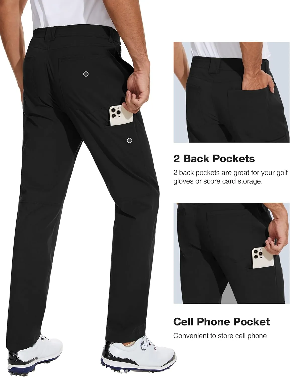 SPECIALMAGIC Mens Golf Pants Stretch Hiking Travel Waterproof Casual Lightweight Slim Fit Quick Dry Tarpred with Pockets