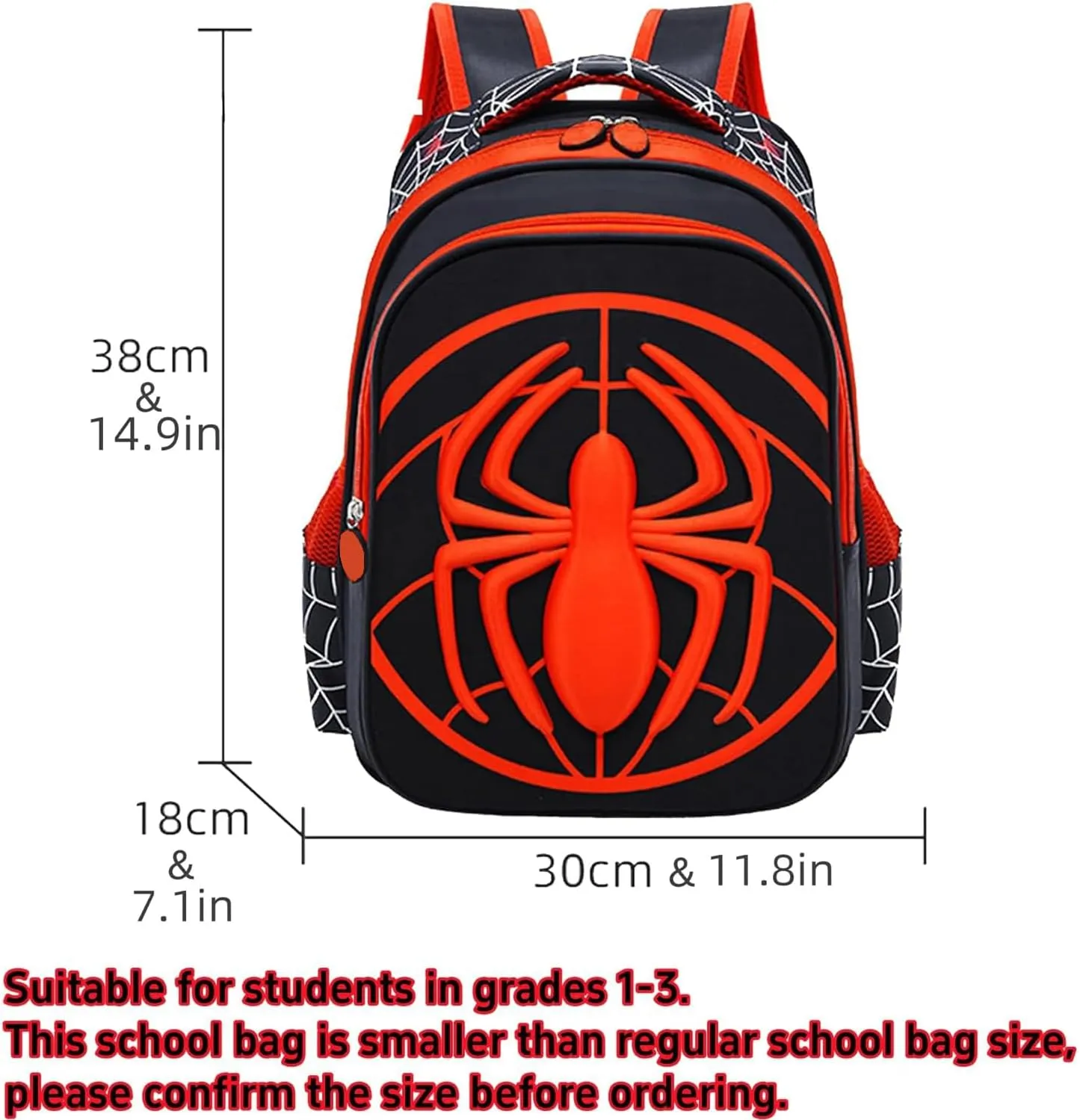 Spider Backpack 3D Comic Schoolbag with Stationery Case 2Pcs Waterproof Lightweight Bookbag for Boys Girls