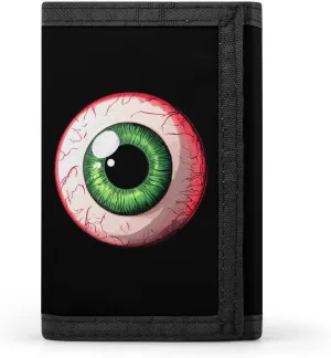 Spooky Scary Eyeball Halloween Trifold Wallet for Men Women Portable Slim Purse Zip Closure Pocket Wallet