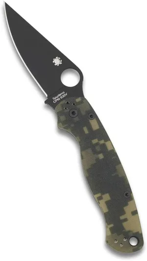Spyderco Para Military 2 Camouflage Folding Utility Pocket Knife with 3.45" CPM S45VN Steel Blade and Durable G-10 Handle - Everyday Carry - PlainEdge - C81GPCMOBK2