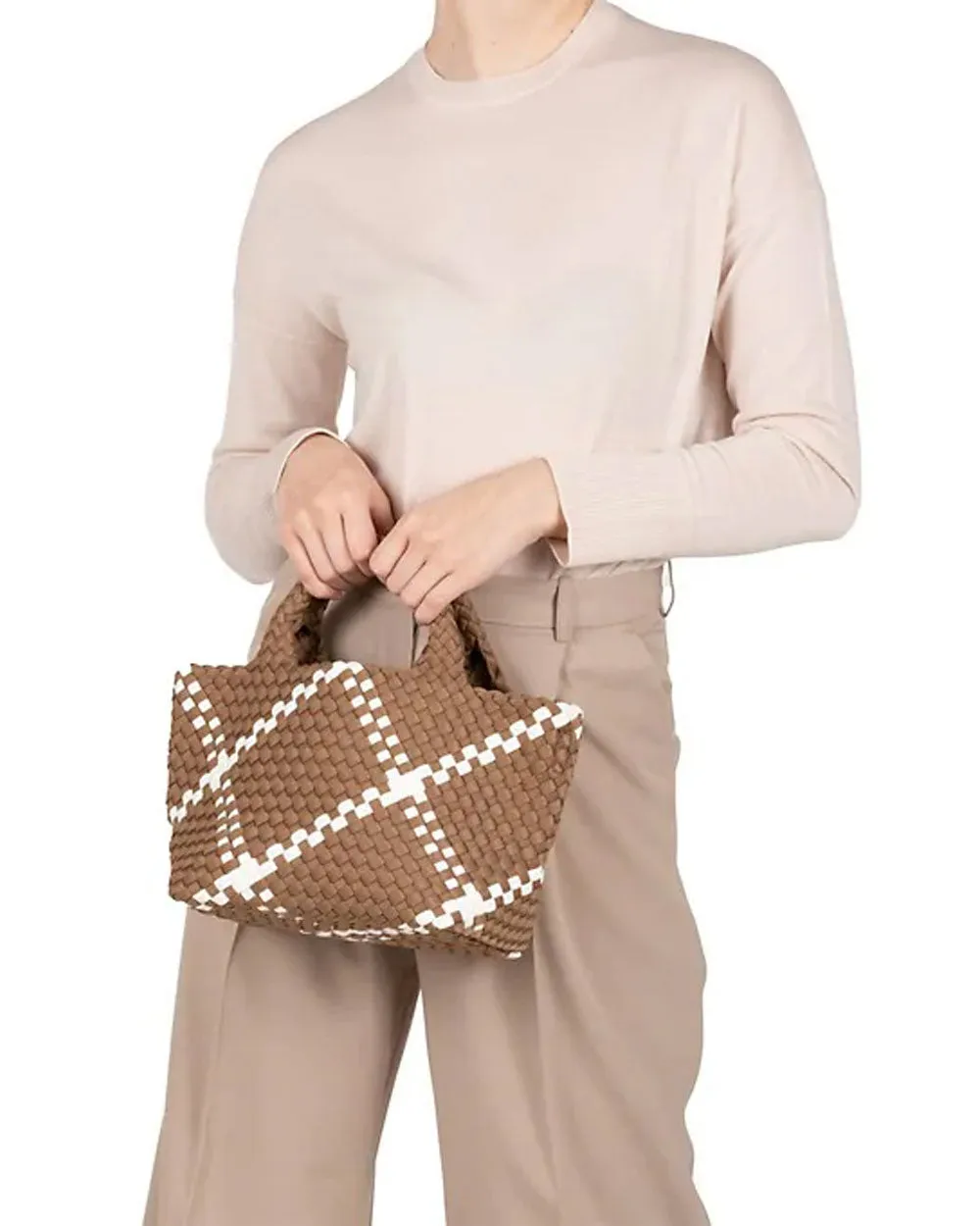 St. Barth's Mini Plaid Tote in Cacao