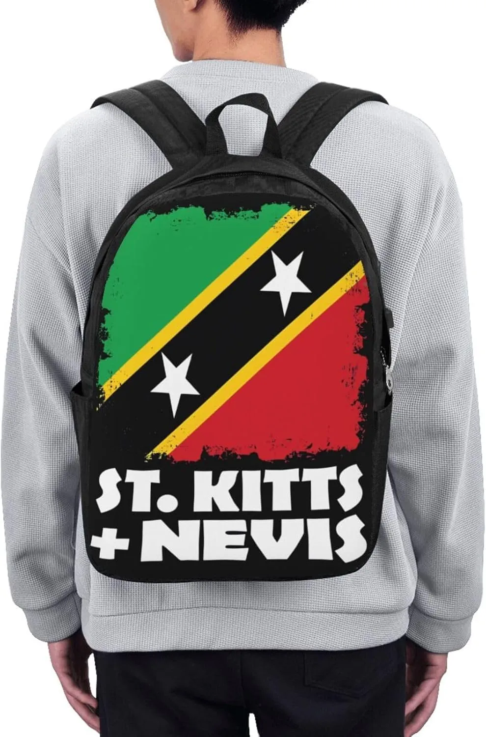 St Kitts Nevis National Flag Laptop Backpacks Travel Backpack Casual Business Daypack Sport Rucksack Computer Bag Fits up to 17 Inch Notebook with USB Port