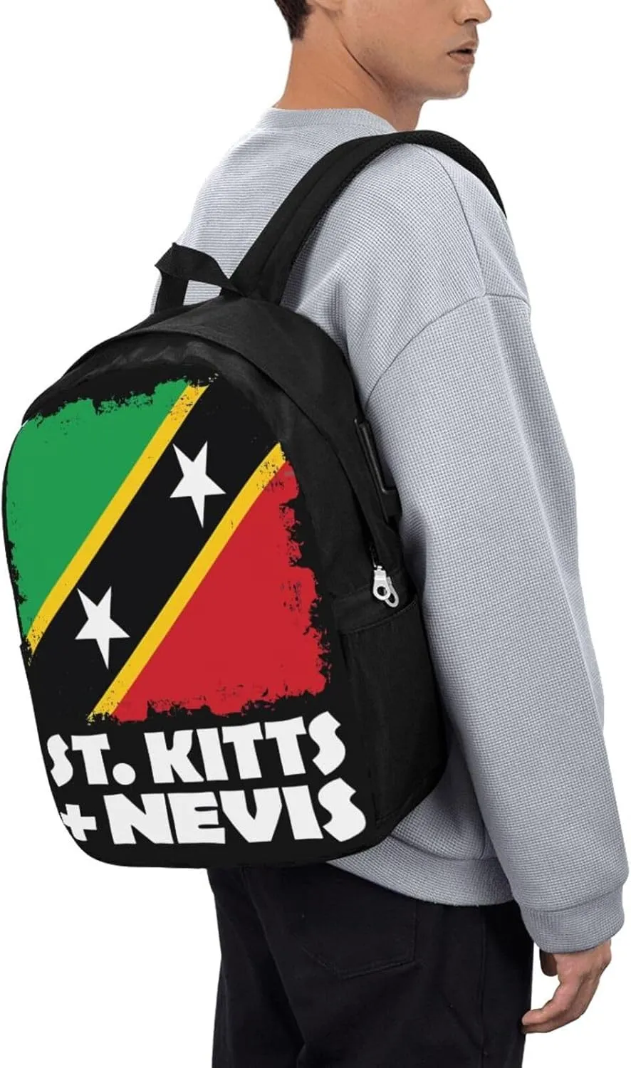 St Kitts Nevis National Flag Laptop Backpacks Travel Backpack Casual Business Daypack Sport Rucksack Computer Bag Fits up to 17 Inch Notebook with USB Port