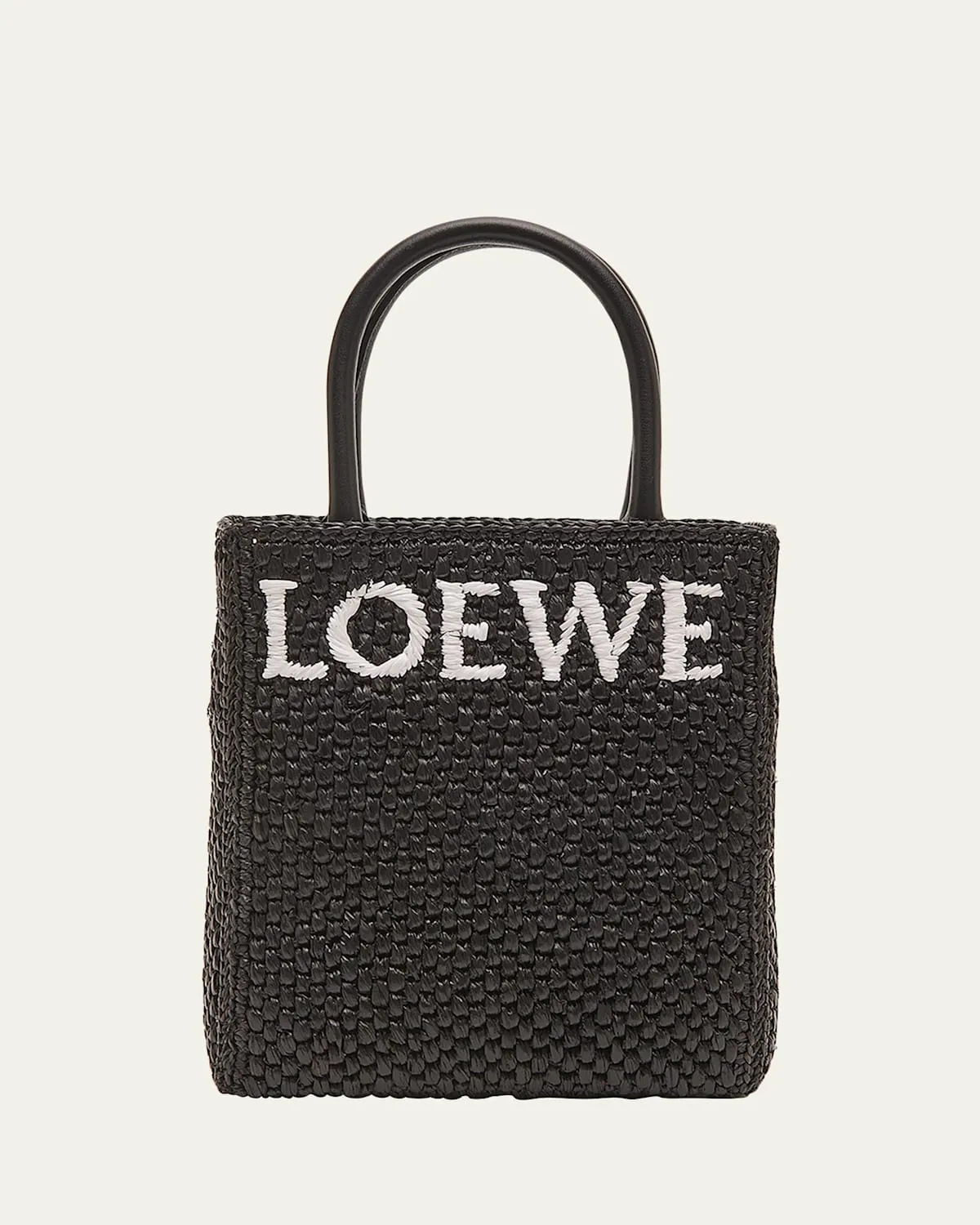 Standard A5 Tote Bag in Raffia with Leather Handles