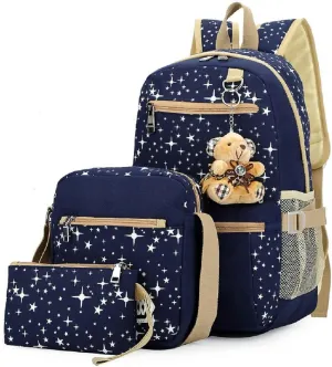 Star Print Girls Backpacks Set for School, School Bags Bookbags for Teenage Girls, with Crossbody Bag, 3 Pieces