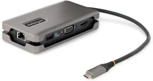StarTech.com USB-C Multiport Adapter - HDMI/VGA - 4K 60Hz - 3-Port USB Hub - 100W Power Delivery Pass-Through - GbE - Travel Mini Docking Station w/Charging - 1ft/30cm Wrap-Around Cable (DKT31CVHPD3)