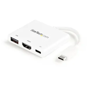 StarTech.com USB-C to 4K HDMI Multifunction Adapter with Power Delivery and USB-A Port- White - USB 3.1 - HDMI