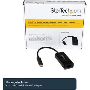 StarTech.com USB-C to Gigabit Ethernet Adapter - Black - USB 3.1 - Realtek RTL8153 - 1 Port(s) - 1 - Twisted Pair - 10/100/1000Base-T - Desktop