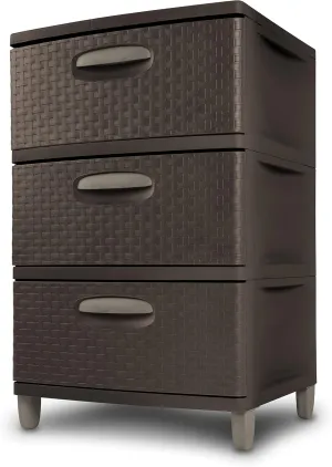 Sterilite 01986P01 3 Weave Drawer Unit, Espresso with Driftwood Handles and Legs, 1-Pack