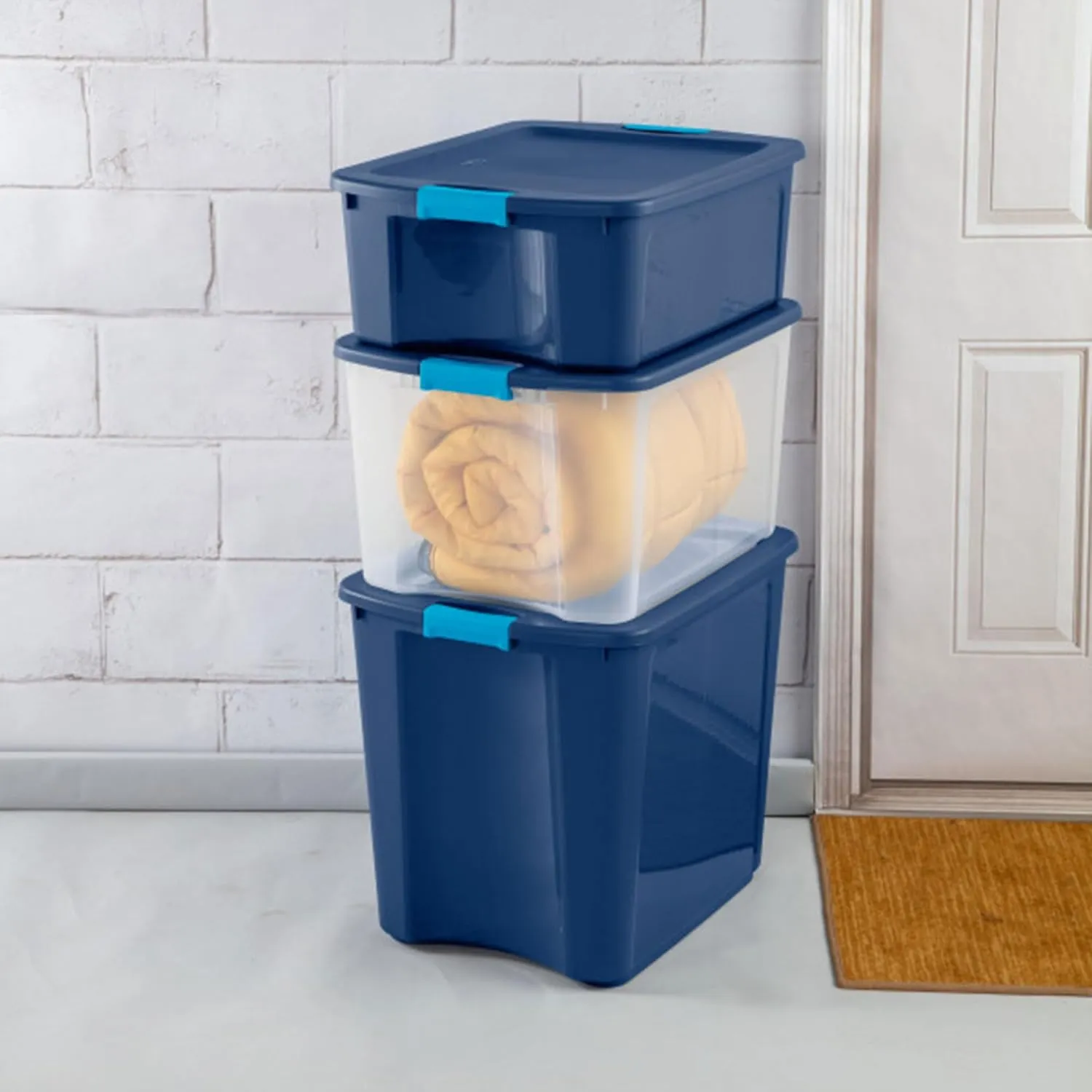 Sterilite 12-Pack Latch and Carry, Clear Plastic Storage Bins with Latching Lids and Full-Grip Handles, 18 Gallon