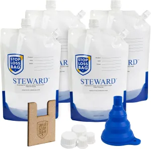 Steward Paint Storage DIY Pack - Set of 4 Reusable Saver Bags With Funnel, Filler Clip & Extra Caps, Airtight and Durable Storage (1 Liter Each)