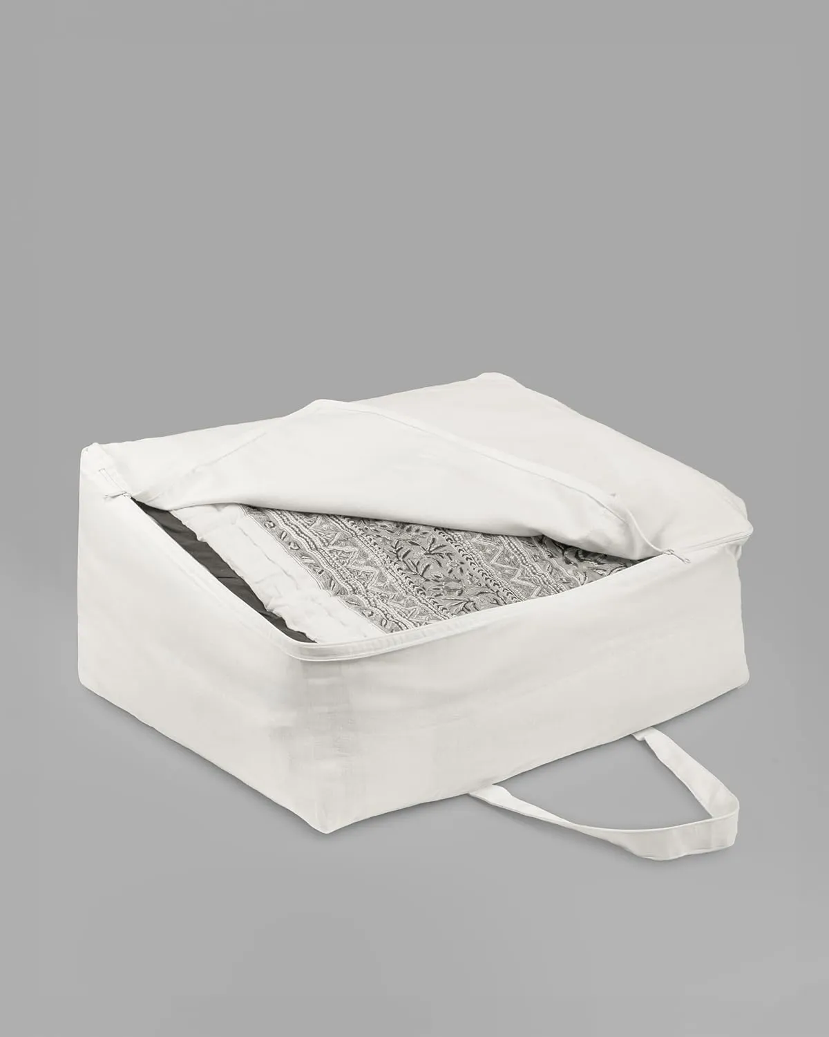 Storage Bag with Handles for Beddings, Comforters, Blankets, Pillows, Linens and Garments -Underbed/WardrobeThick Soft Breathable Closet Organizer Bag (Large (21"X15"X10"), Off-white)