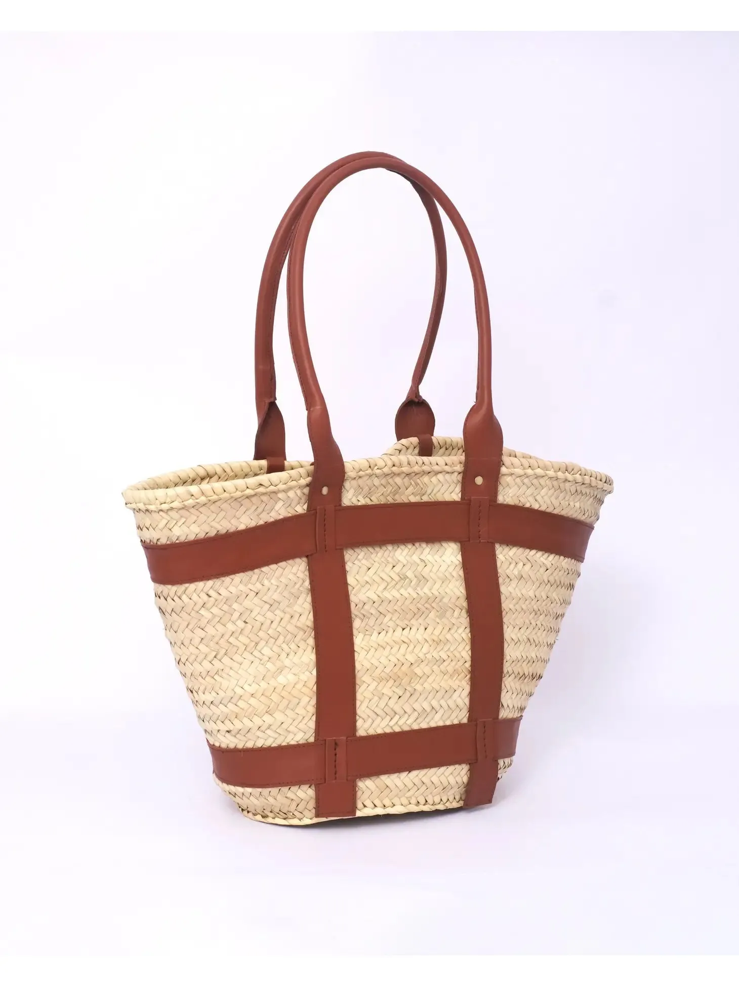 Straw Beach Bag With Leather Handles