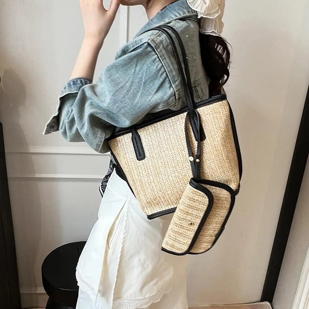 Straw Purses for Women Cute Beach Bag Straw Tote Bags Summer Handbags for Beach Vacation