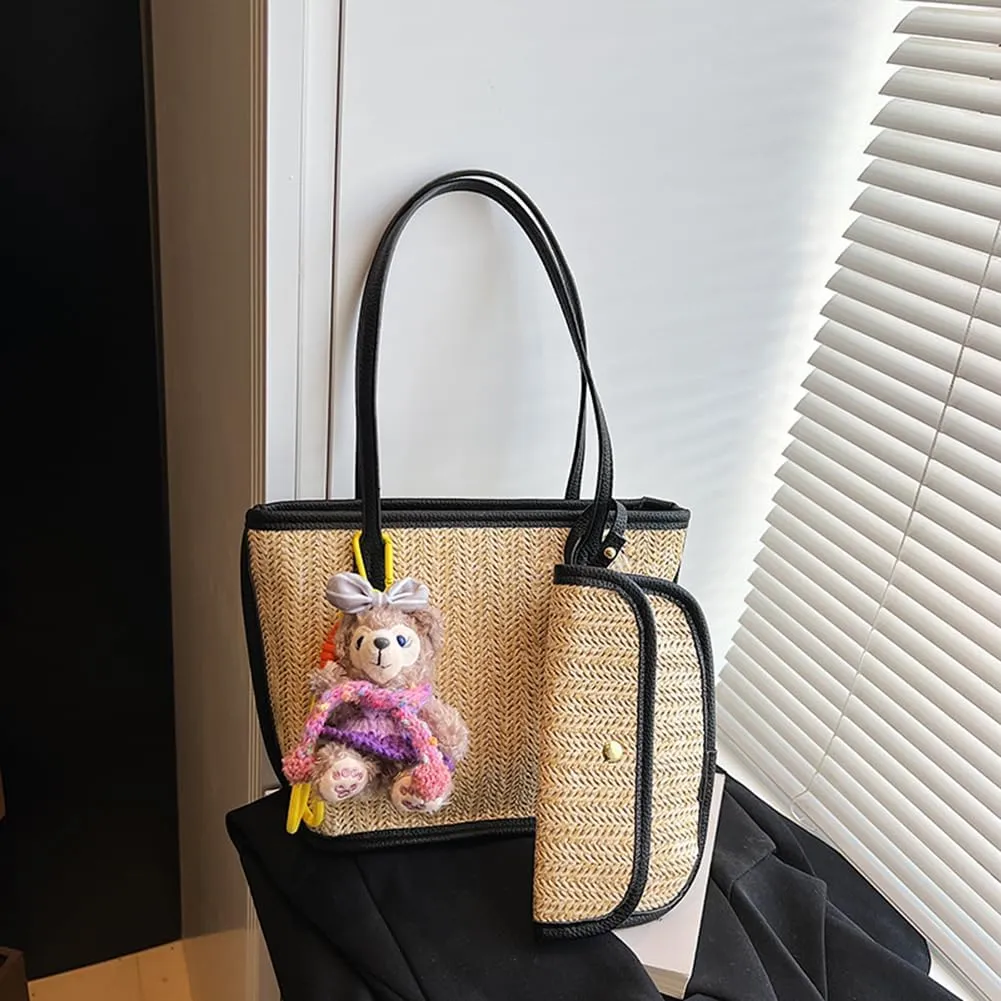 Straw Purses for Women Cute Beach Bag Straw Tote Bags Summer Handbags for Beach Vacation