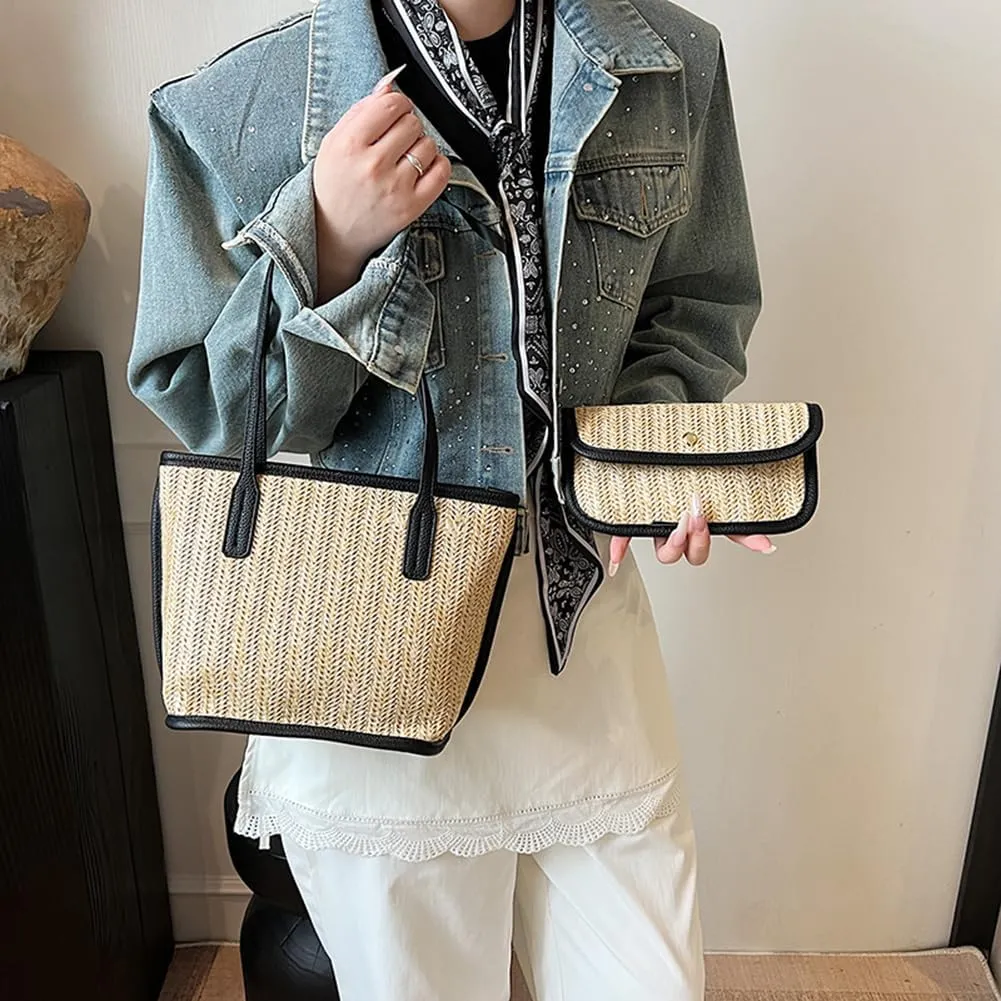 Straw Purses for Women Cute Beach Bag Straw Tote Bags Summer Handbags for Beach Vacation