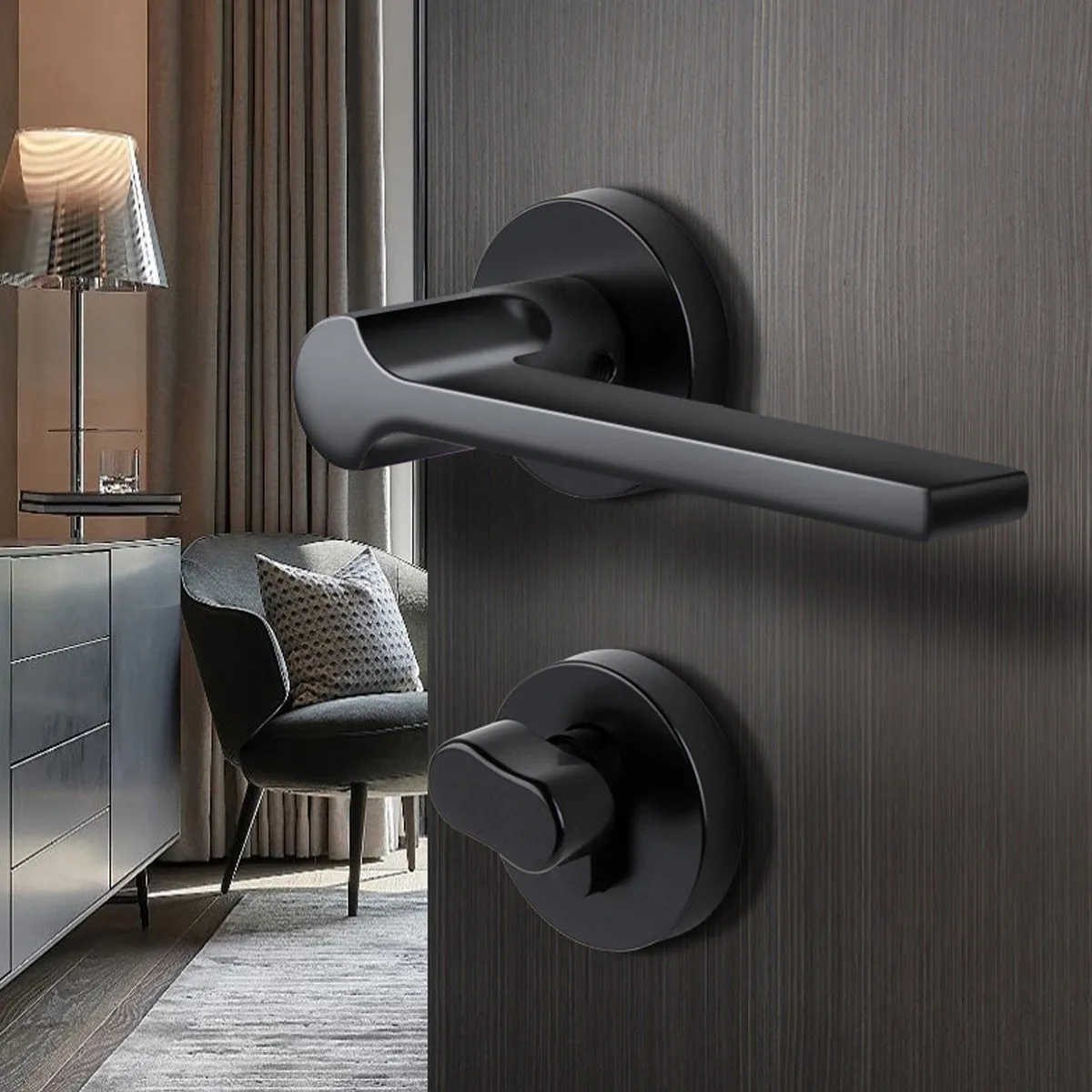 Stylish Aluminium Entrance Door Handles – Front Door Lever Handle Black