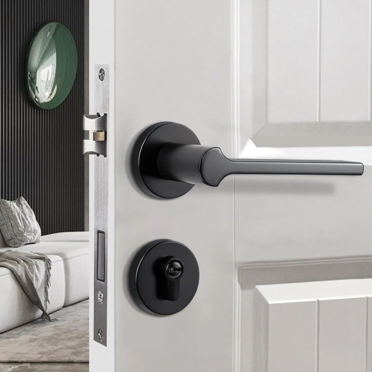 Stylish Aluminium Entrance Door Handles – Front Door Lever Handle Black