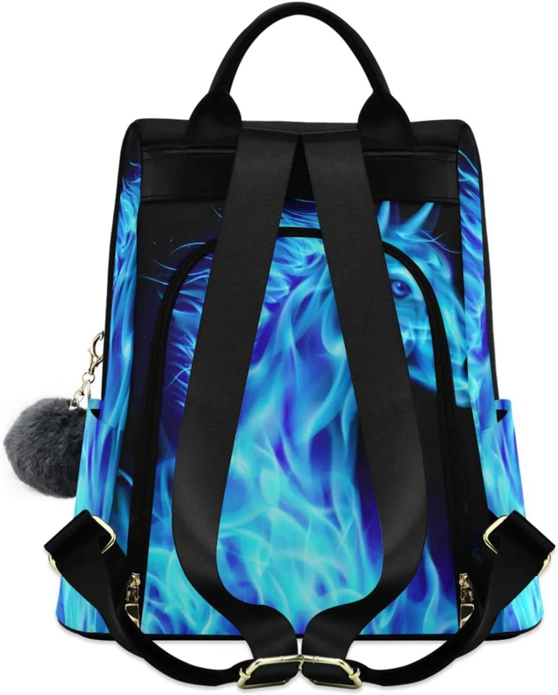SUABO Fire Horse Blue Custom Backpack Purse for Women, Anti Theft Personalized Name Shoulder Bag Fashion Ladies Travel Bags