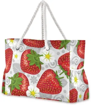 SUABO Travel Beach Bag, Women Large Shoulder Handbags, Cotton Rope Handles Travel Tote Bag for Women