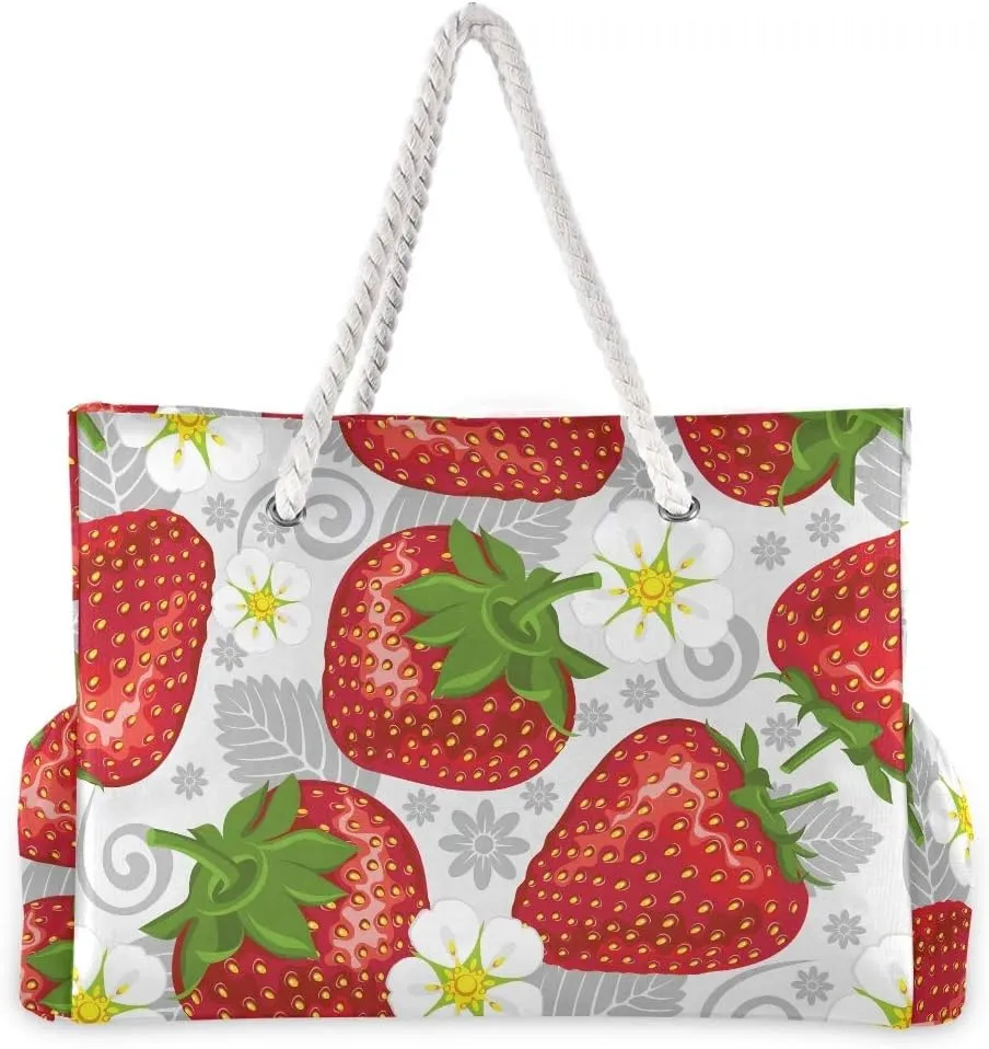 SUABO Travel Beach Bag, Women Large Shoulder Handbags, Cotton Rope Handles Travel Tote Bag for Women