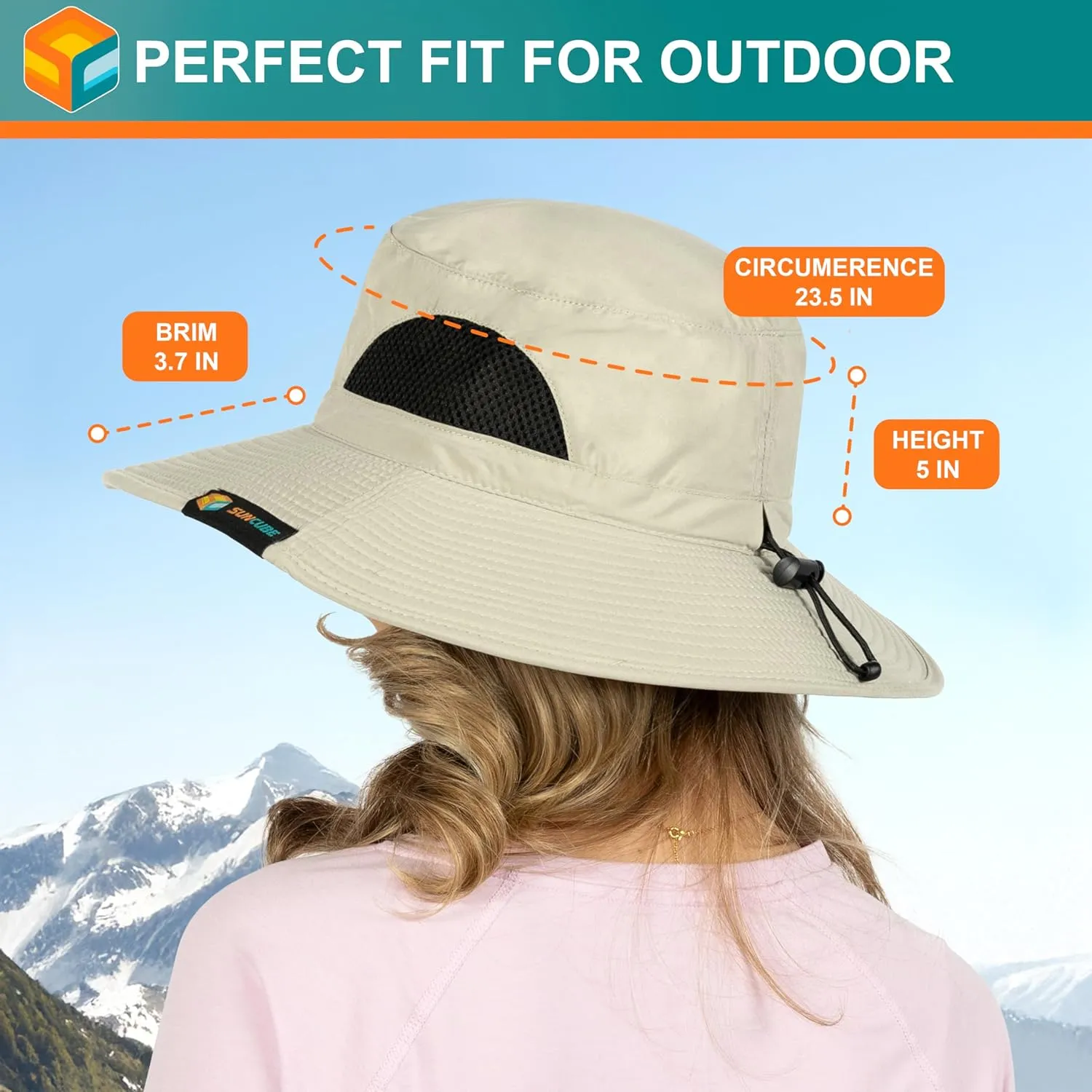 SUN CUBE Wide Brim Sun Hat Men Women, Fishing Hats Sun UV Protection, Mens Hiking Bucket Hat Safari Beach Boonie, UPF 50 