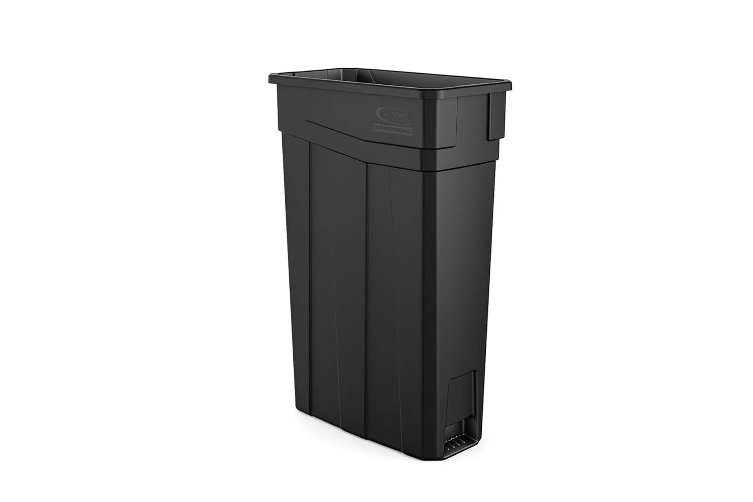 Suncast Commercial 23-Gallon Narrow Trash Can without Handles - Durable Garbage Can, Black