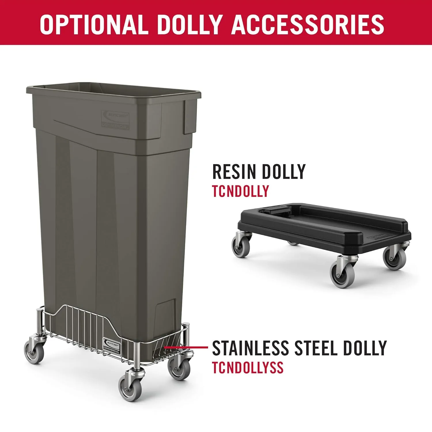 Suncast Commercial 23-Gallon Narrow Trash Can without Handles - Durable Garbage Can, Black