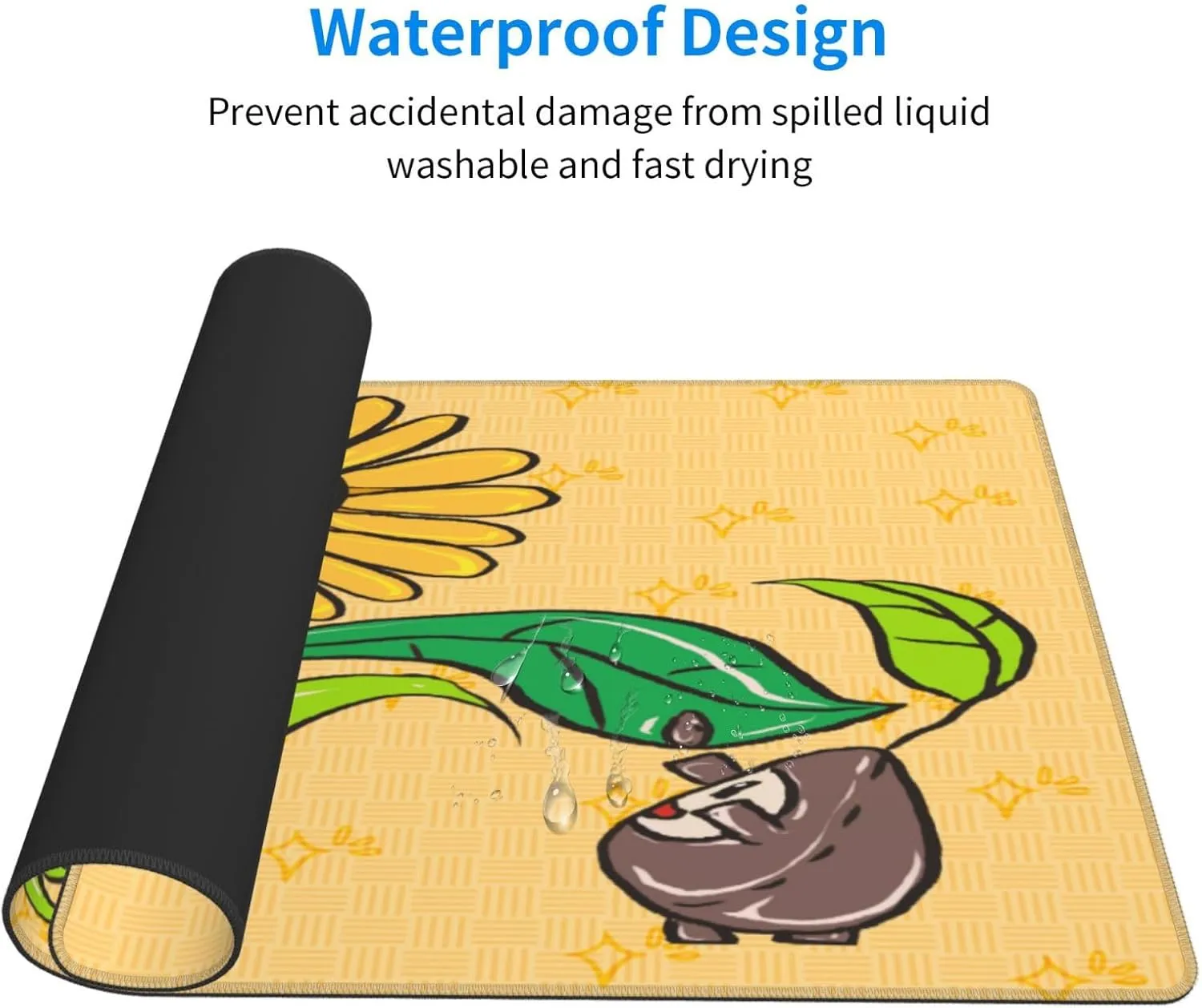 Sunflower Seeds and Sunflowers Non-Slip Desk Pad,Mouse Pad,Waterproof PVC Desk Table Protector, Easy Clean Laptop Desk Writing Mat for Office Work/Home/Decor