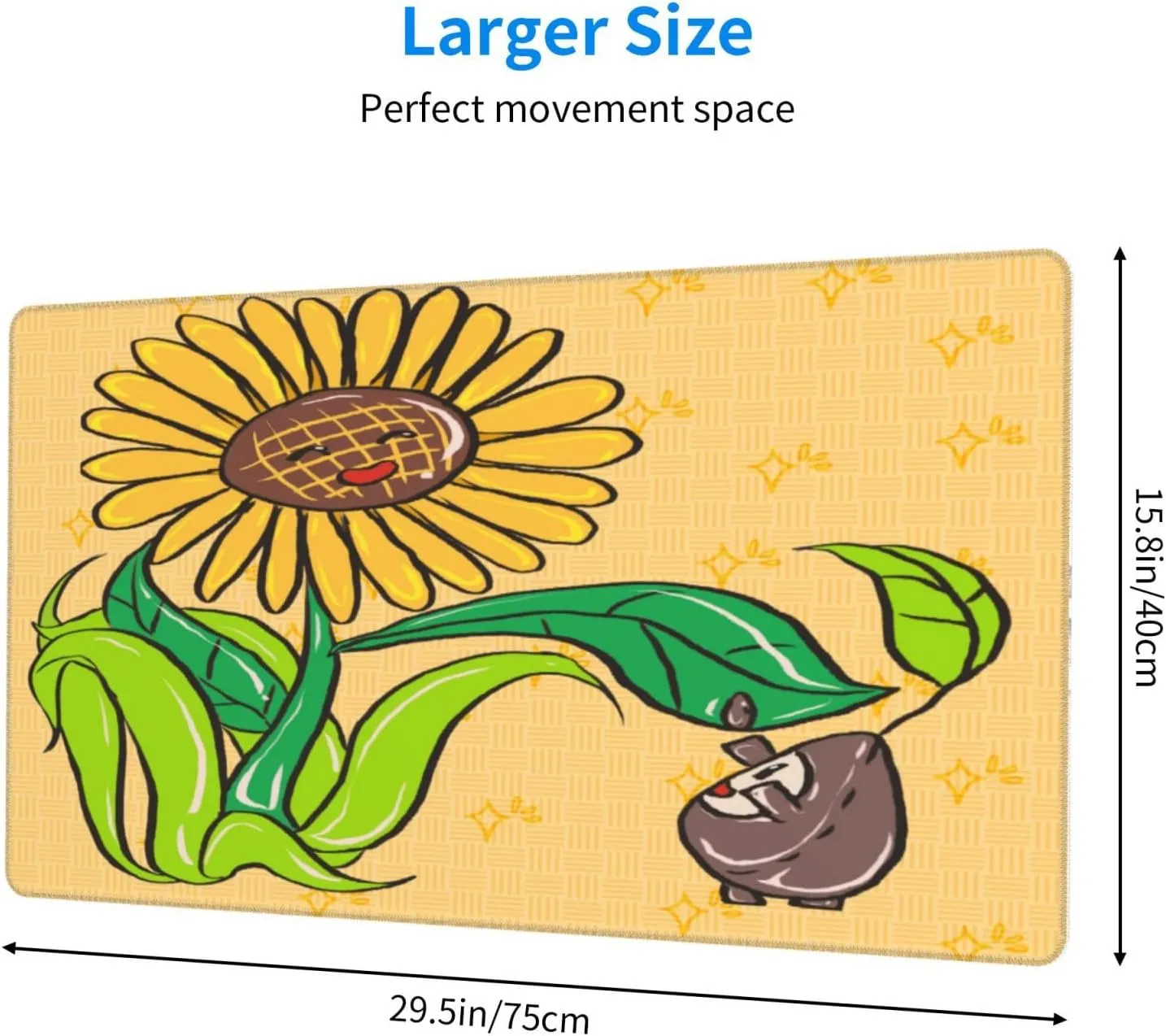 Sunflower Seeds and Sunflowers Non-Slip Desk Pad,Mouse Pad,Waterproof PVC Desk Table Protector, Easy Clean Laptop Desk Writing Mat for Office Work/Home/Decor