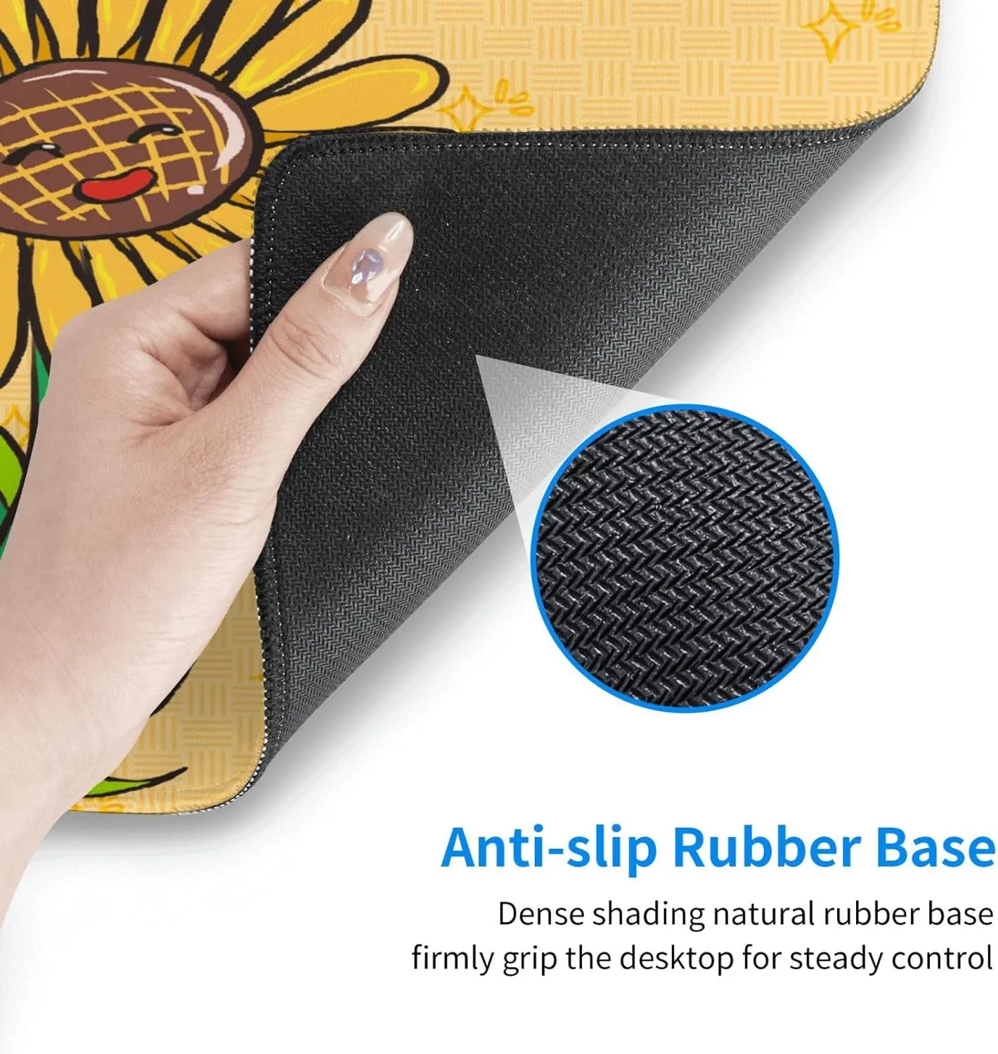 Sunflower Seeds and Sunflowers Non-Slip Desk Pad,Mouse Pad,Waterproof PVC Desk Table Protector, Easy Clean Laptop Desk Writing Mat for Office Work/Home/Decor