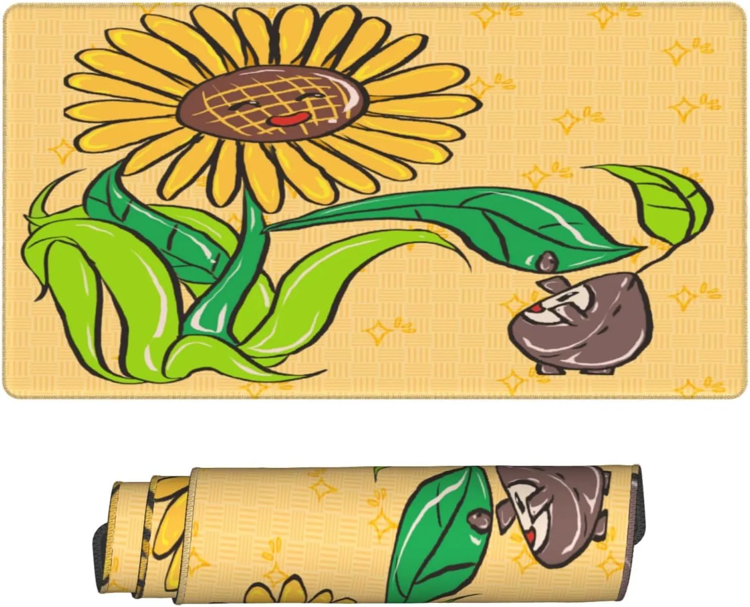 Sunflower Seeds and Sunflowers Non-Slip Desk Pad,Mouse Pad,Waterproof PVC Desk Table Protector, Easy Clean Laptop Desk Writing Mat for Office Work/Home/Decor