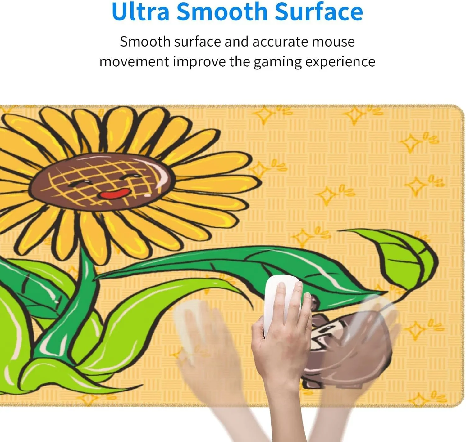 Sunflower Seeds and Sunflowers Non-Slip Desk Pad,Mouse Pad,Waterproof PVC Desk Table Protector, Easy Clean Laptop Desk Writing Mat for Office Work/Home/Decor