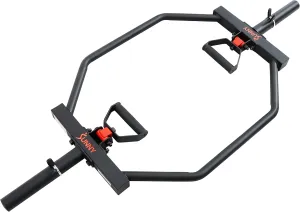 Sunny Health & Fitness Strength Training Olympic Hex Bar Barbell, High Load Capacity, Swivel Handles, Safety Clips, Knurled Handles for Deadlifts, Shoulder Presses, Shrugs, Back Rows, Weightlifting