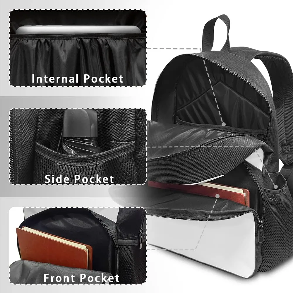 Suobstales Baseball Water Fire Print School Backpack Bookbag Casual Backpack Student Backpack for Students Travel Hiking Camping Daypack with Front Zipper Pocket